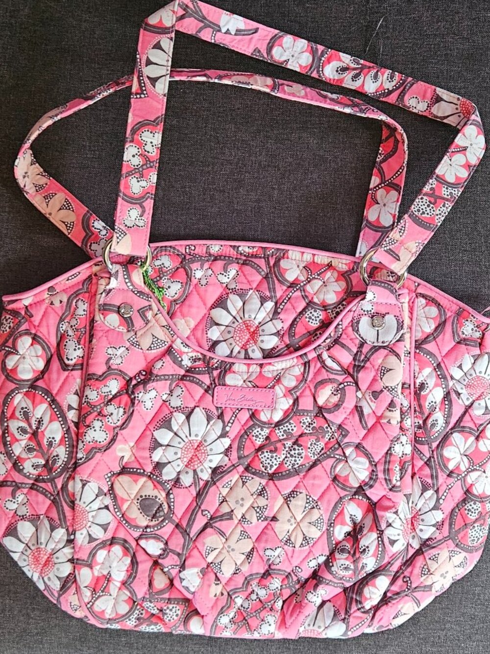 Vera Bradley Pink Floral Quilted Shoulder Bag + Matching Wallet Set